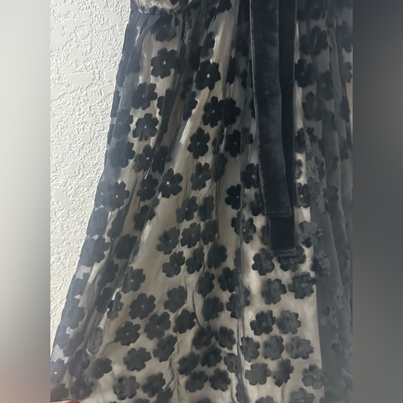 Midi Storia Burnt Velvet Floral Cocktail Short Boho Mesh Black Floral Dress - Picture 7 of 7